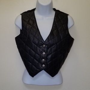 Genuine Leather Quilted Cropped Vest